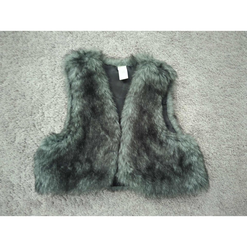 Arizona Faux Fur Vest‎ Women's Extra Large Gray Sleeveless Chic Glam Open Front